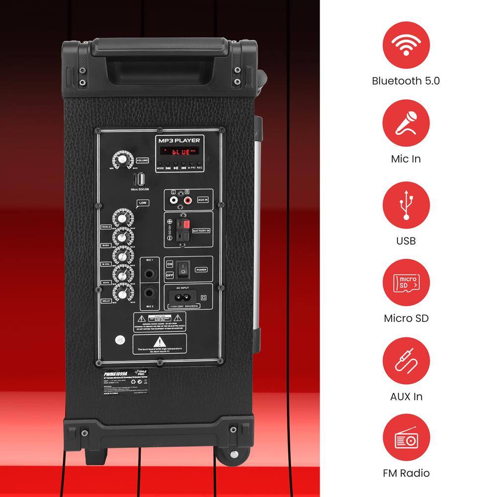Bluetooth 5.0  
Mic In  
USB  
Micro SD  
AUX In  
FM Radio