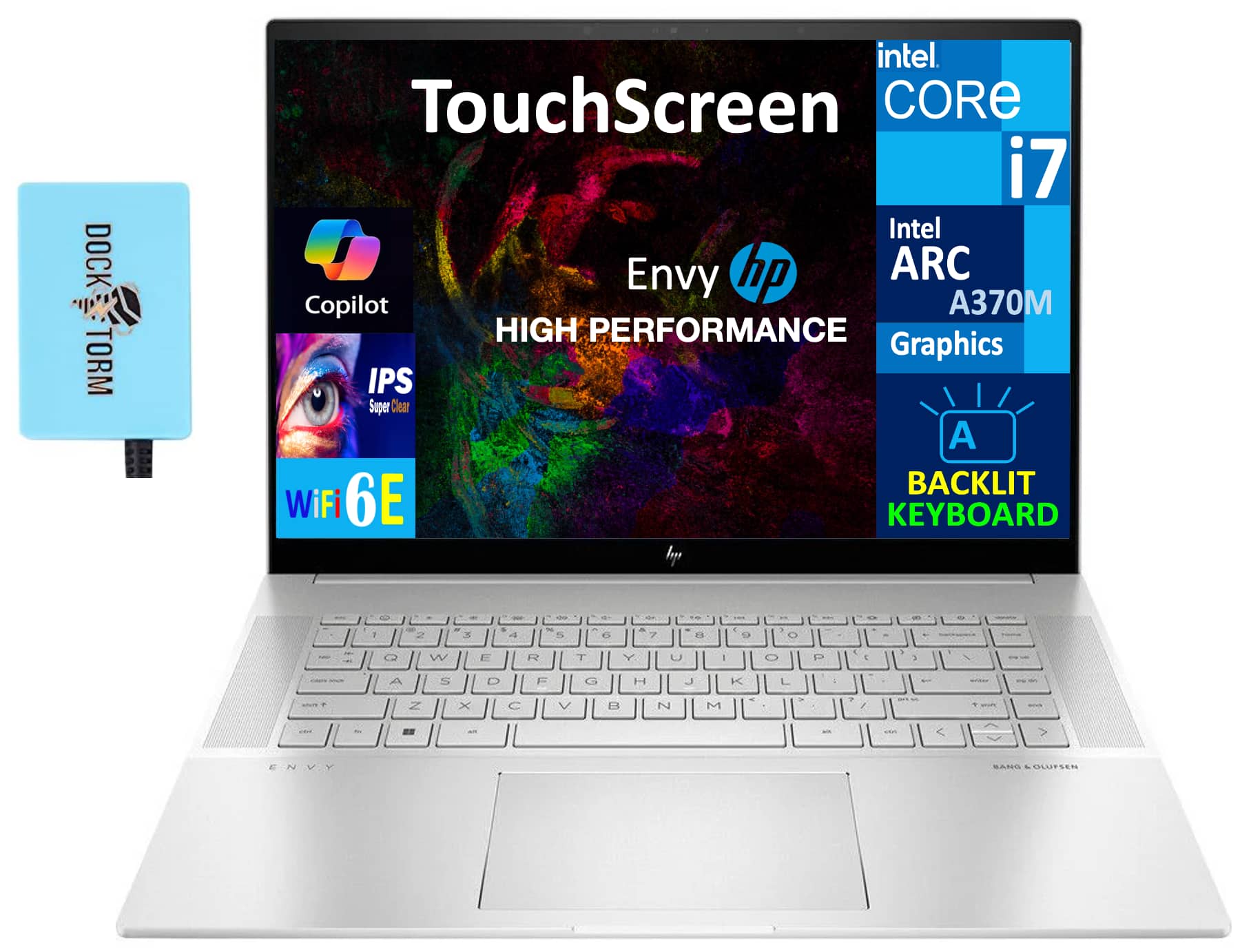 HP - Envy Laptop 16.0 WQXGA (Intel i7-13700H, 16GB DDR5, 512GB SSD, Intel ARC A370M, Win 11 Home) w/USB Hub - Natural Silver Aluminum