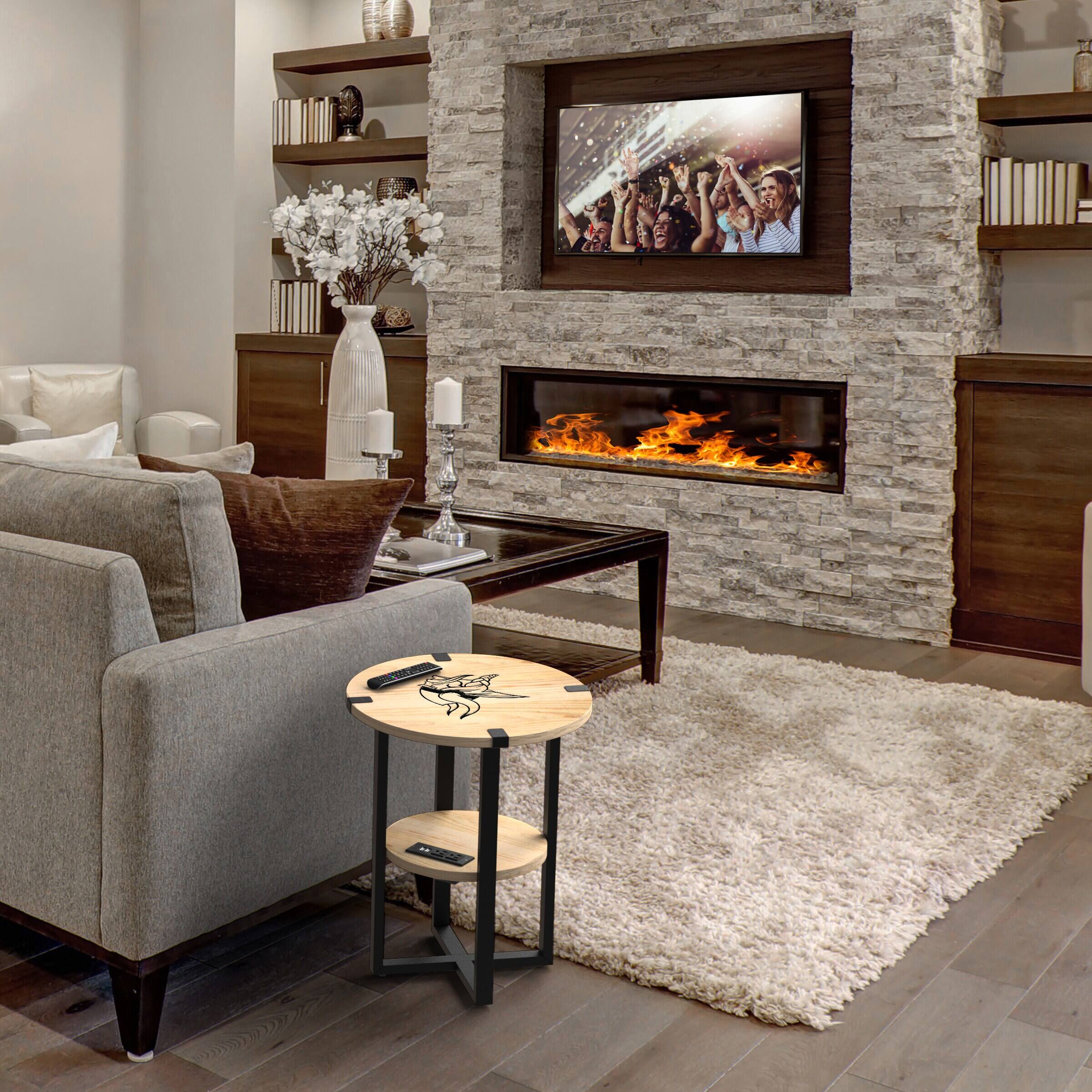 Alt View 3. Imperial - Minnesota Vikings 18" Side Table with Charger - Multicolor.