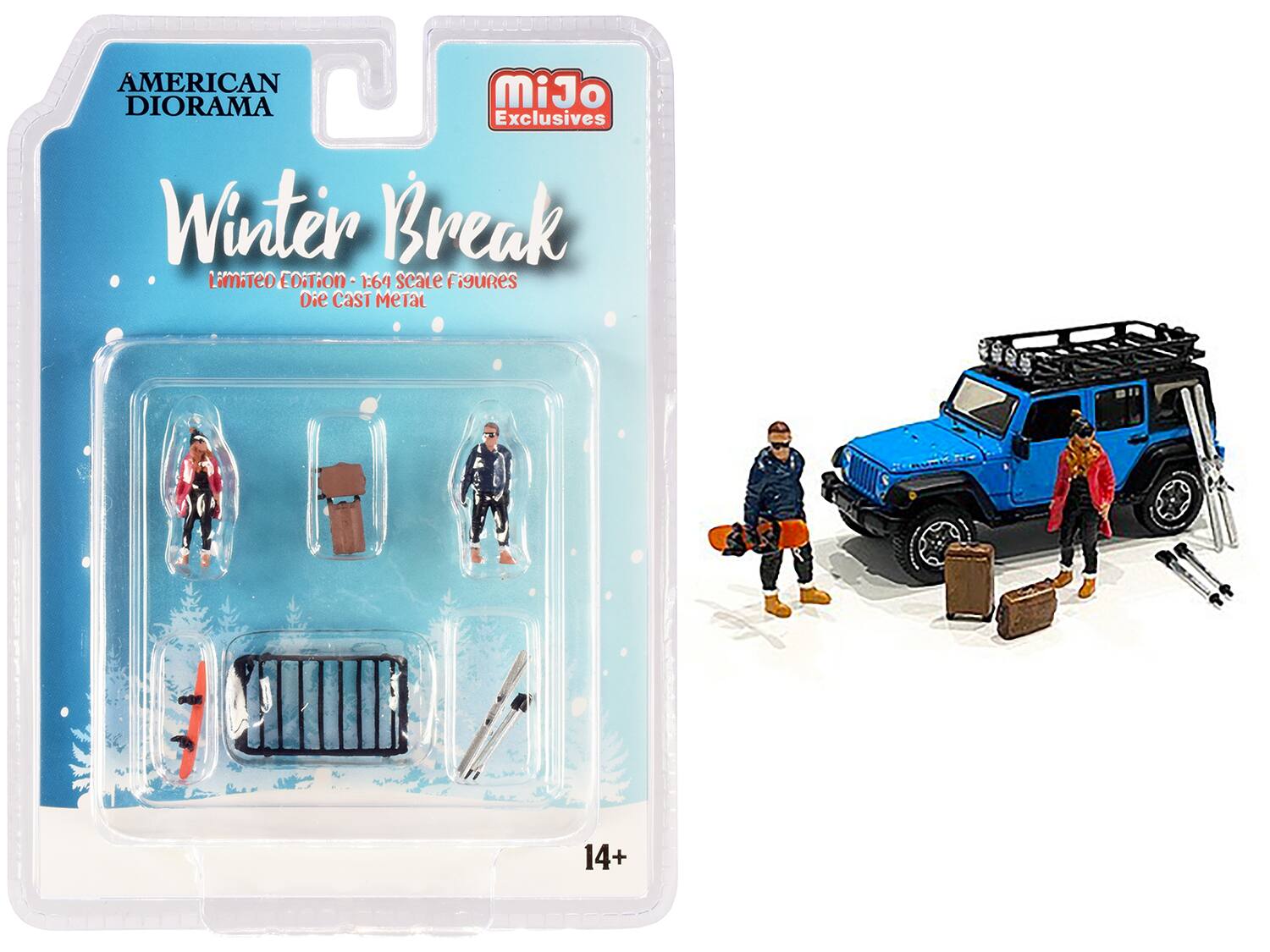 """Winter Break"" Diecast Set of 6 pieces (2 Figurines and 4 Accessories) for 1/64 Scale Models by American Diorama" price history on PriceWatchPro