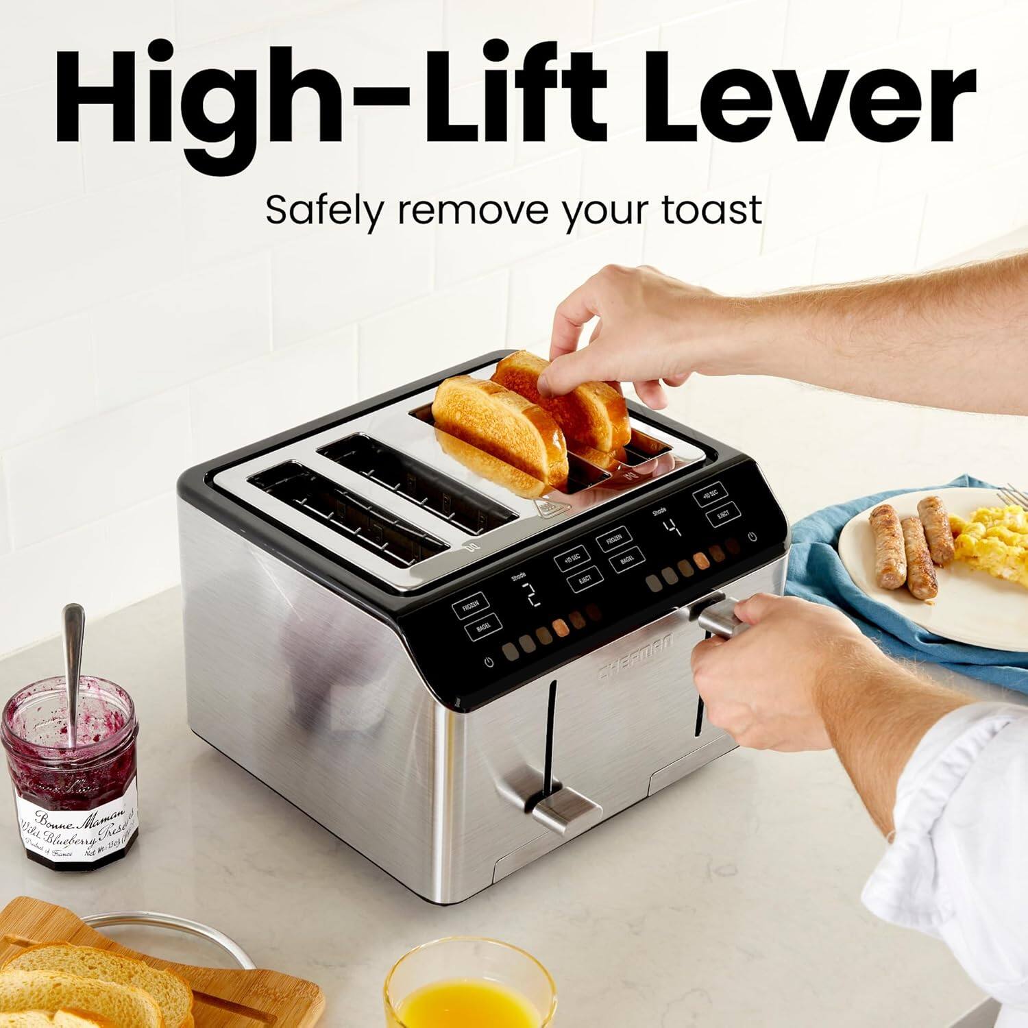 High-Lift Lever  
Safely remove your toast