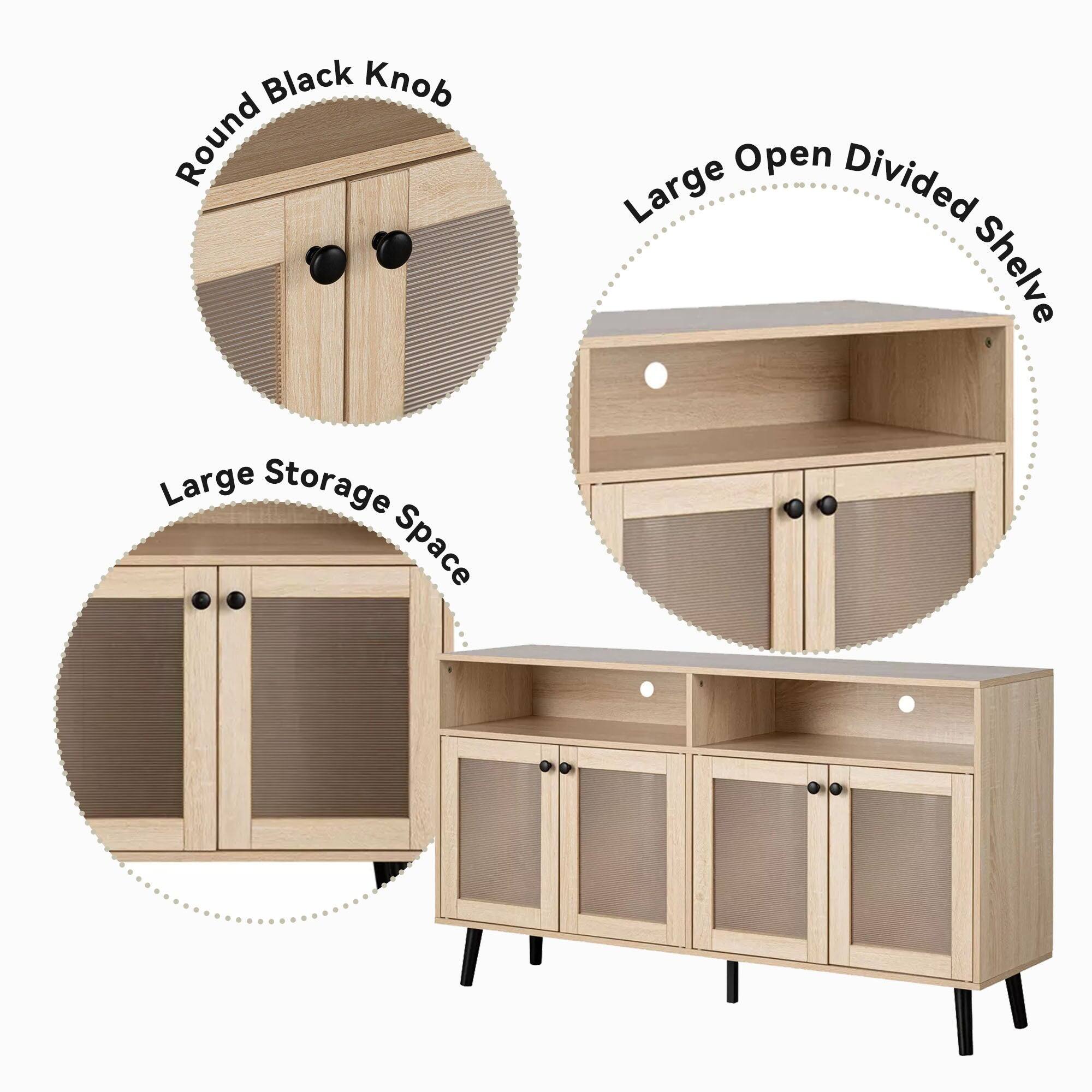 - Round Black Knob
- Large Open Divided Shelf
- Large Storage Space