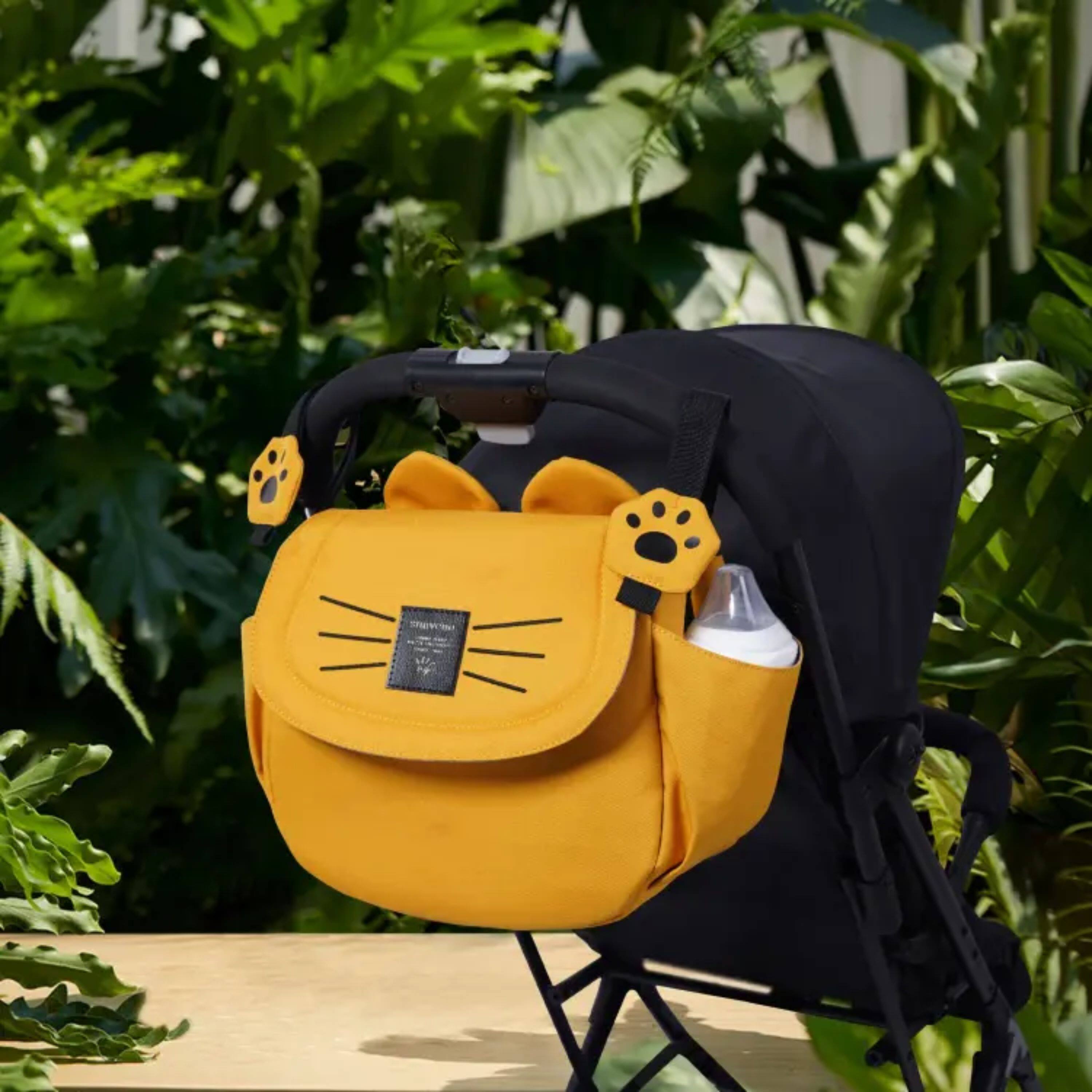 Left. Kitcheniva - Kitty Paws Stroller Organizer Bag Yellow - Yellow.