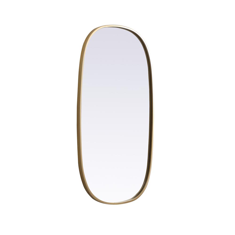Alt View 1. Elegant Decor - Metal Frame Oval Mirror 20x36 Inch in Brass - Brass.