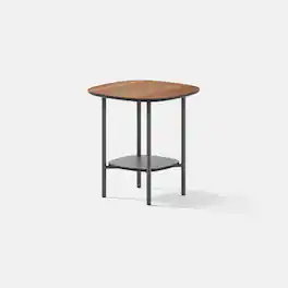 Branch - Side Table – Two-Tier Compact End Table, Steel Base, Modern Accent Table for Living Room or Office - Walnut / Carbon