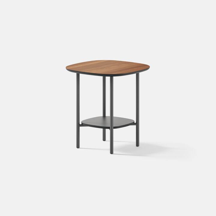Front. Branch - Branch Side Table – Two-Tier Compact End Table, Steel Base, Modern Accent Table for Living Room or Office - Walnut / Carbon.