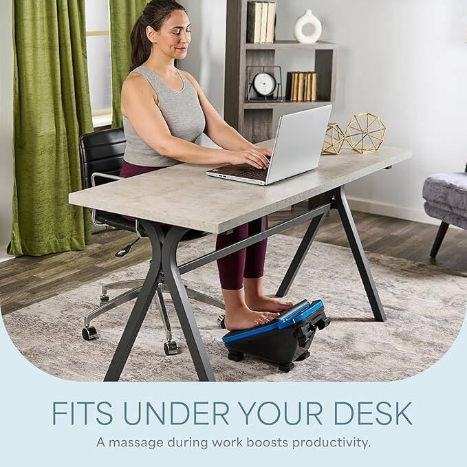 FITS UNDER YOUR DESK  
A massage during work boosts productivity.