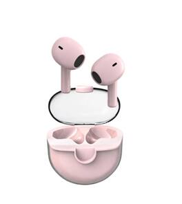 SKRAN - Clear Top Bluetooth Earphone With Charger - TWS Wireless Earbuds with Transparent Lid Charging Case, HiFi Stereo Sound - Pink