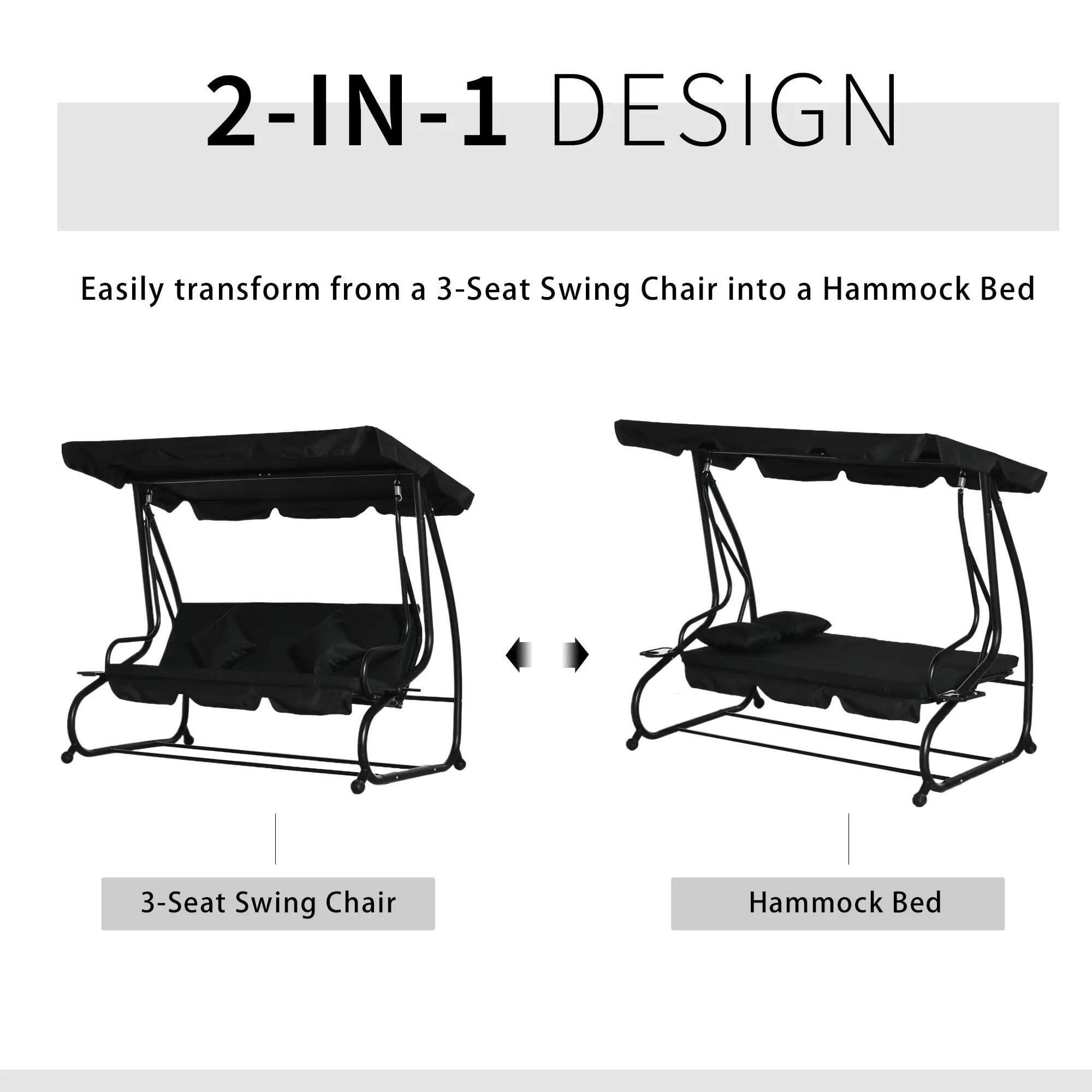 2-IN-1 DESIGN

Easily transform from a 3-Seat Swing Chair into a Hammock Bed

3-Seat Swing Chair
Hammock Bed