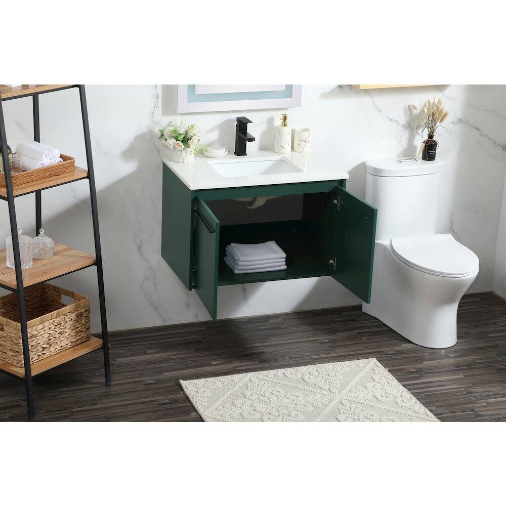 Alt View 9. Elegant Kitchen and Bath - 30 Inch Single Bathroom Vanity In Green - Green.