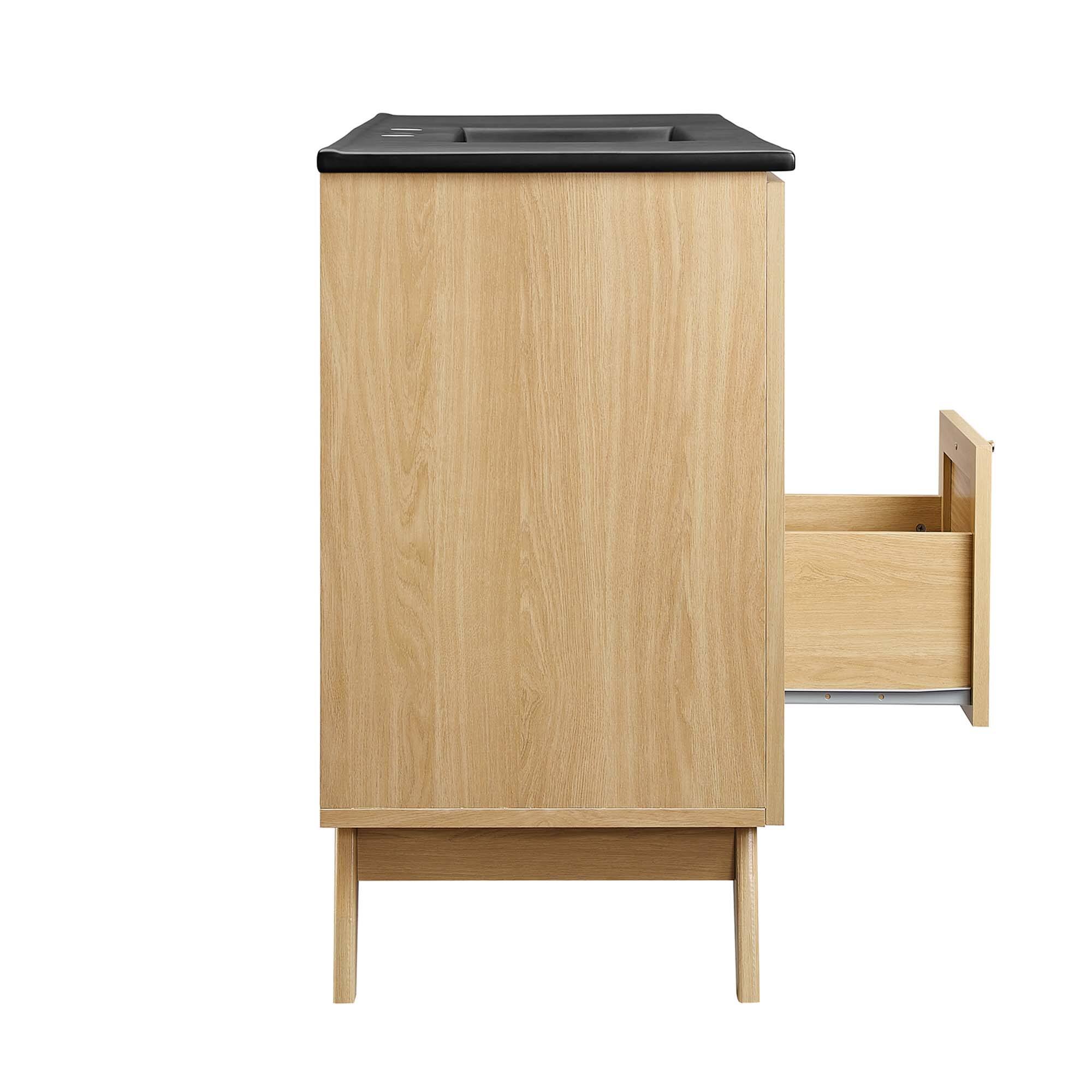 Alt View 5. Modway - Soma Bathroom Vanity with Black Basin Included by Modway - Oak Black.