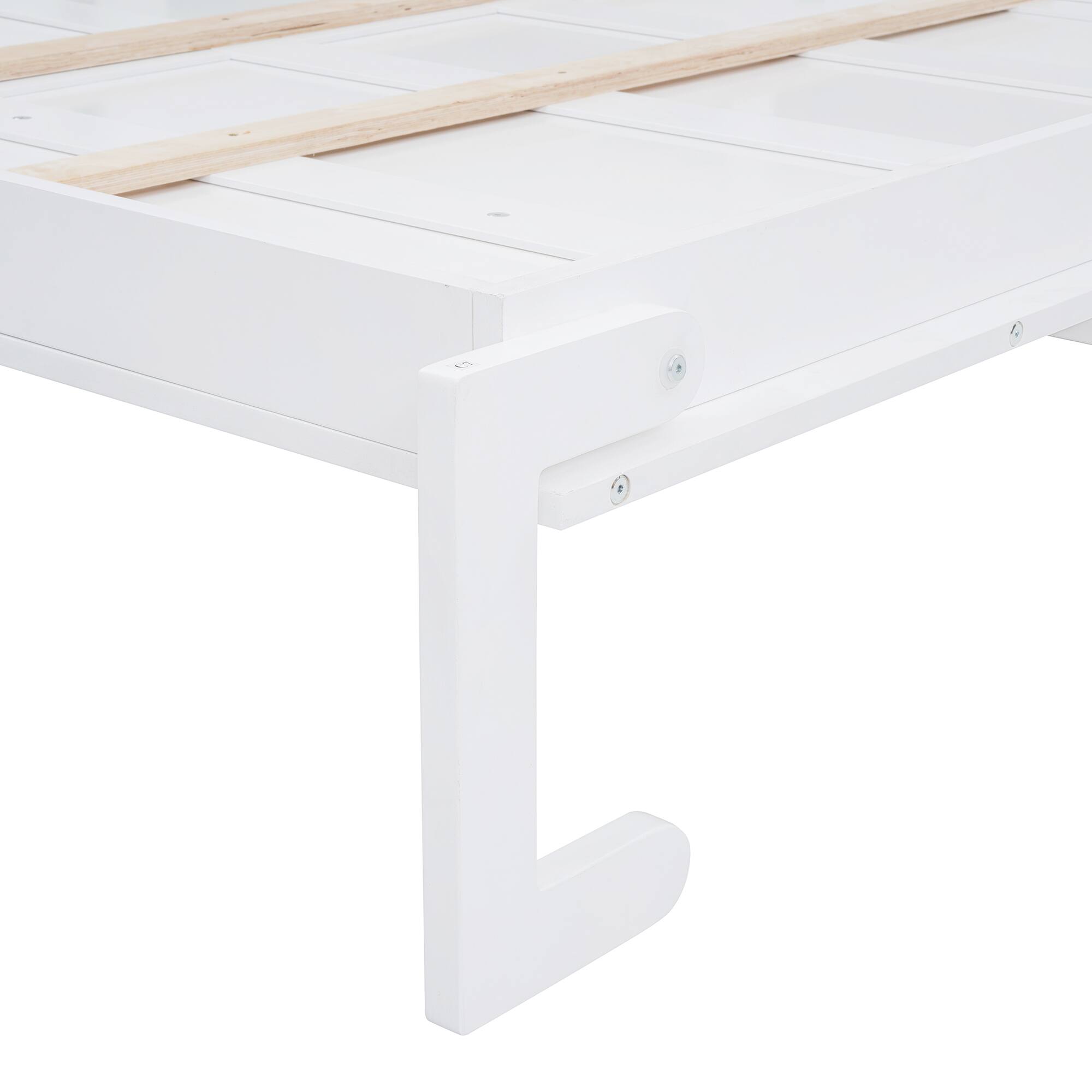 Alt View 8. Tiramisubest - Queen Size Murphy Wall Bed, White, Plywood, Space-Saving & Comfortable w/ Top Shelves & USB - White.