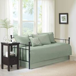 Hivvago - 6-Piece Country Cottage Quilted Seafoam Reversible Daybed Cover Set - Green