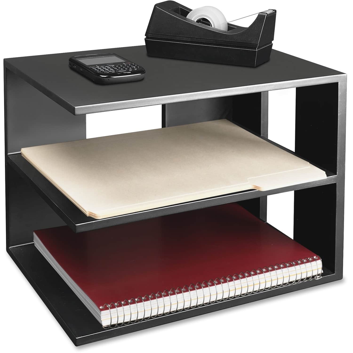 Victor - Corner Shelf Unit 3 Shelves 13.50 x 13.50 x 10.50 Desktop Reversible Non slip Feet Scratch Resistant - Matte Black