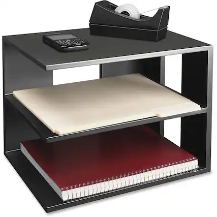 Front. Victor - Victor Corner Shelf Unit 3 Shelves 13.50 x 13.50 x 10.50 Desktop Reversible Non slip Feet Scratch Resistant - Matte Black.
