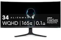 Alienware - AW3423DWF 34" QD-OLED Curved 165Hz .1-ms Ultrawide FreeSync Gaming Monitor with HDR (HDMI,USB) - Dark Side of the Moon - Front_Zoom