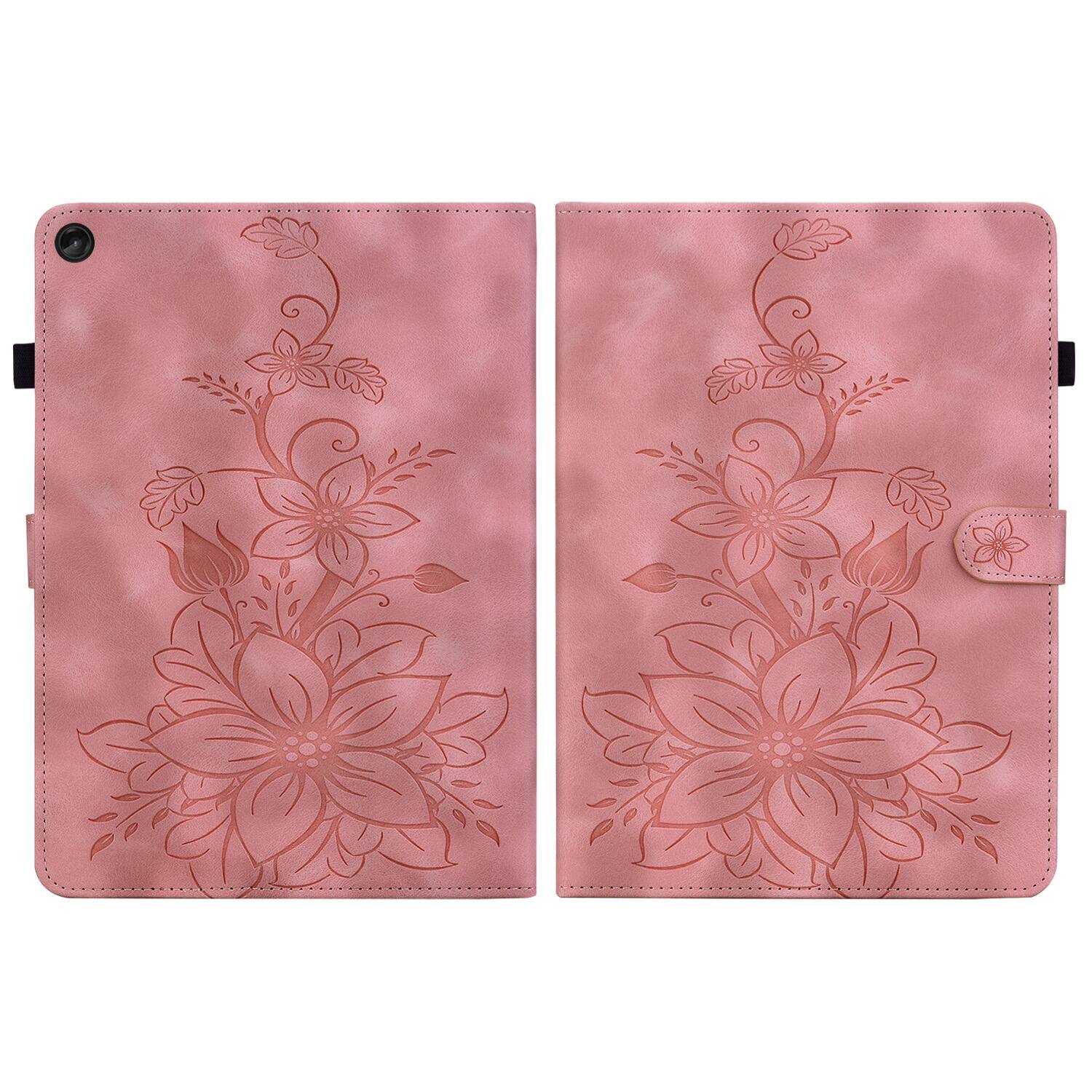 Alt View 3. Dteck - Case for Lenovo Tab M10 Plus (3rd Gen) 10.6-inch 2022 with Card Holder Kickstand,Embossed Pattern PU Leather Flip Cover - Pink.