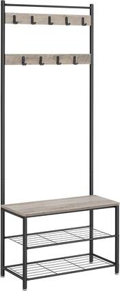 Songmics Home - Hall Tree with Bench & Shoe Storage – Industrial Rustic and Black - Brown