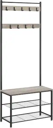 Front. Songmics Home - Hall Tree with Bench & Shoe Storage – Industrial Rustic Brown and Black - Brown.