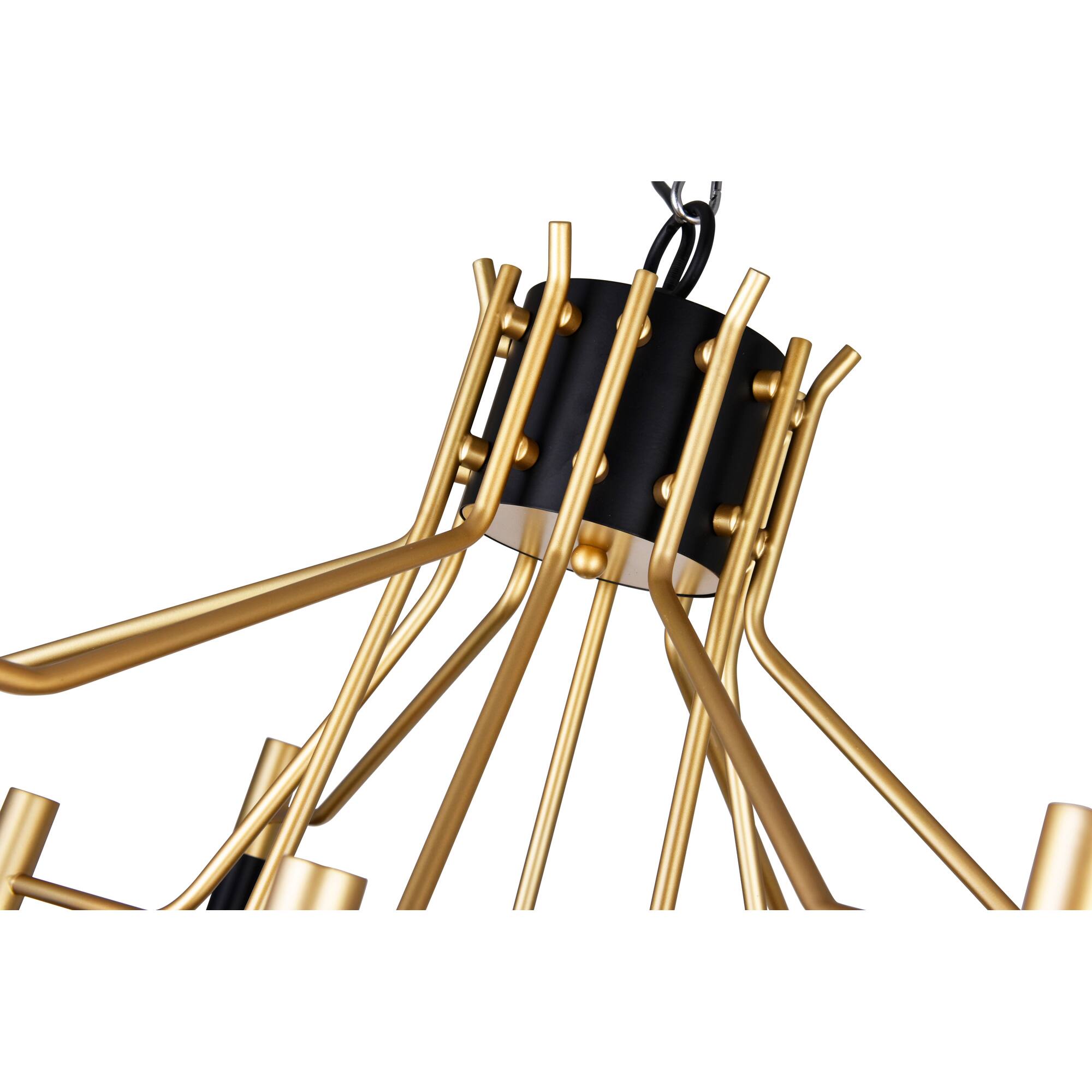 Left. CWI Lighting - Corna 12 Light Down Chandelier With Matte Black & Satin Gold Finish - Matte Black & Satin Gold.