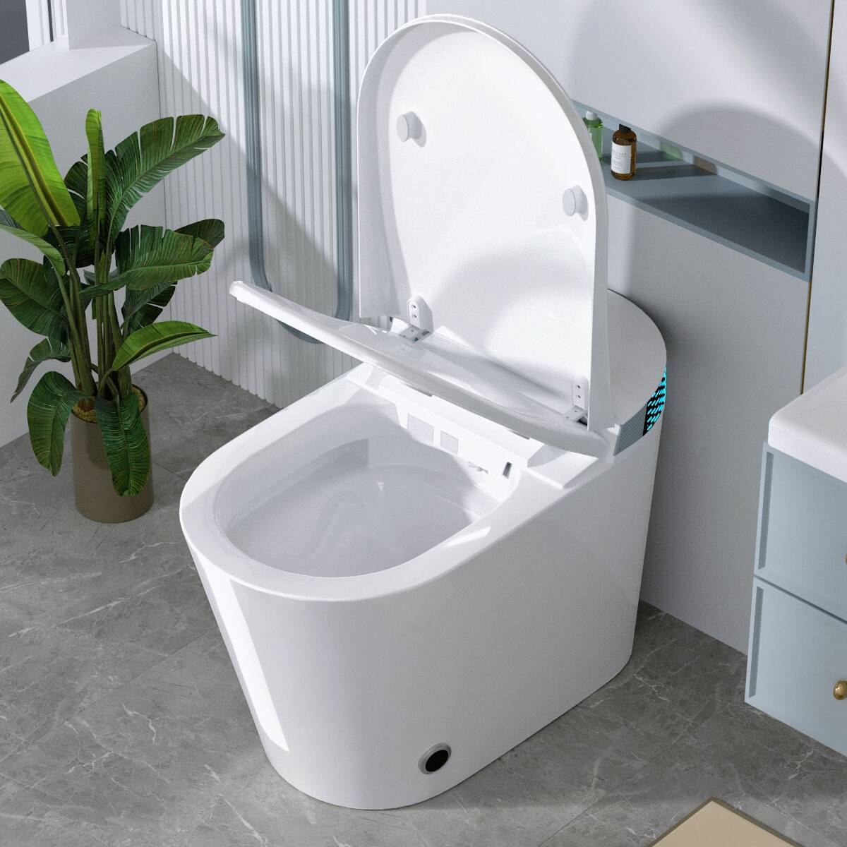 Alt View 1. Loheer - Loheer Tankless Smart Bidet Toilet, Seated Comfort Height, Foot Kick Lid, Twelve Inch Rough In - White.