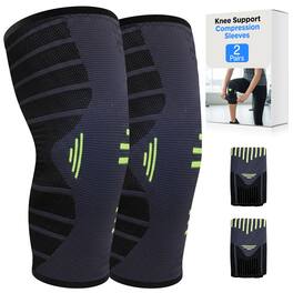 Pyle - Scuddles Compression Knee Sleeves 4-Pack – Adjustable Non-Slip Support Brace for Arthritis - Green