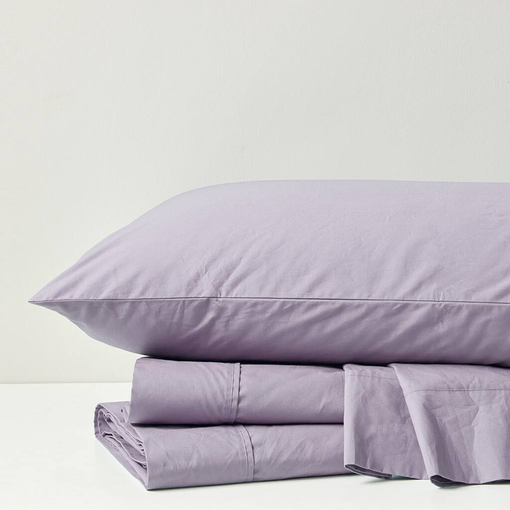 Alt View 2. Gracie Mills - Gracie Mills Clementine 200 Thread Count Year-Round Cotton Percale Sheet Set - Purple.