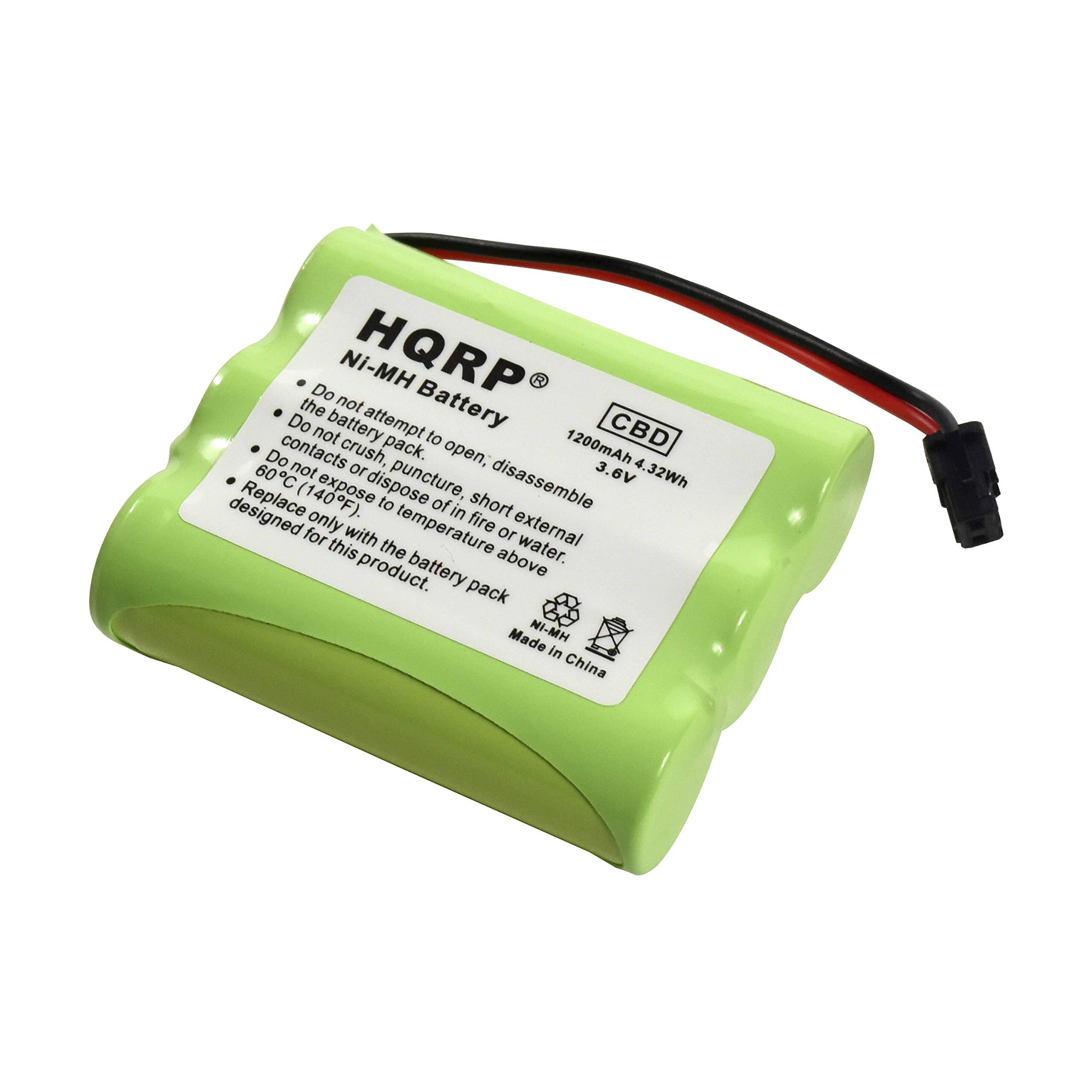 HQRP Ni-MH Battery

CBD

1200mAh 4.32Wh
3.6V

Do not attempt to open, disassemble or dispose of this product.
Do not crush, puncture, expose to fire or external temperature above 60°C (140°F).
Do not expose to short circuit or water.
Replace only with the same battery pack designed for this product.

Made in China
