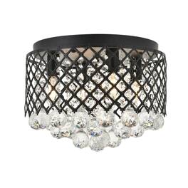 Living District - Tully 4 light Matte Black Flush Mount - Matte Black And Clear