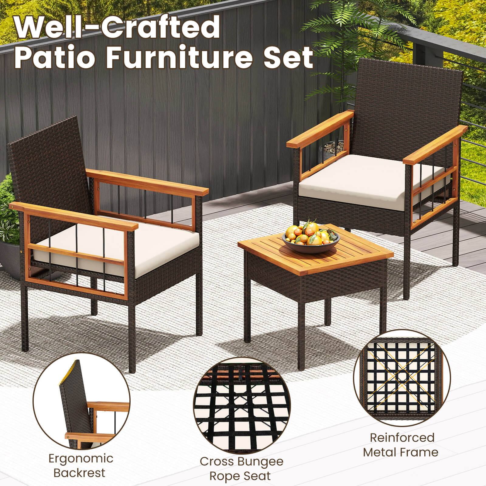 Well-Crafted Patio Furniture Set

- Ergonomic Backrest
- Cross Bungee Rope Seat
- Reinforced Metal Frame