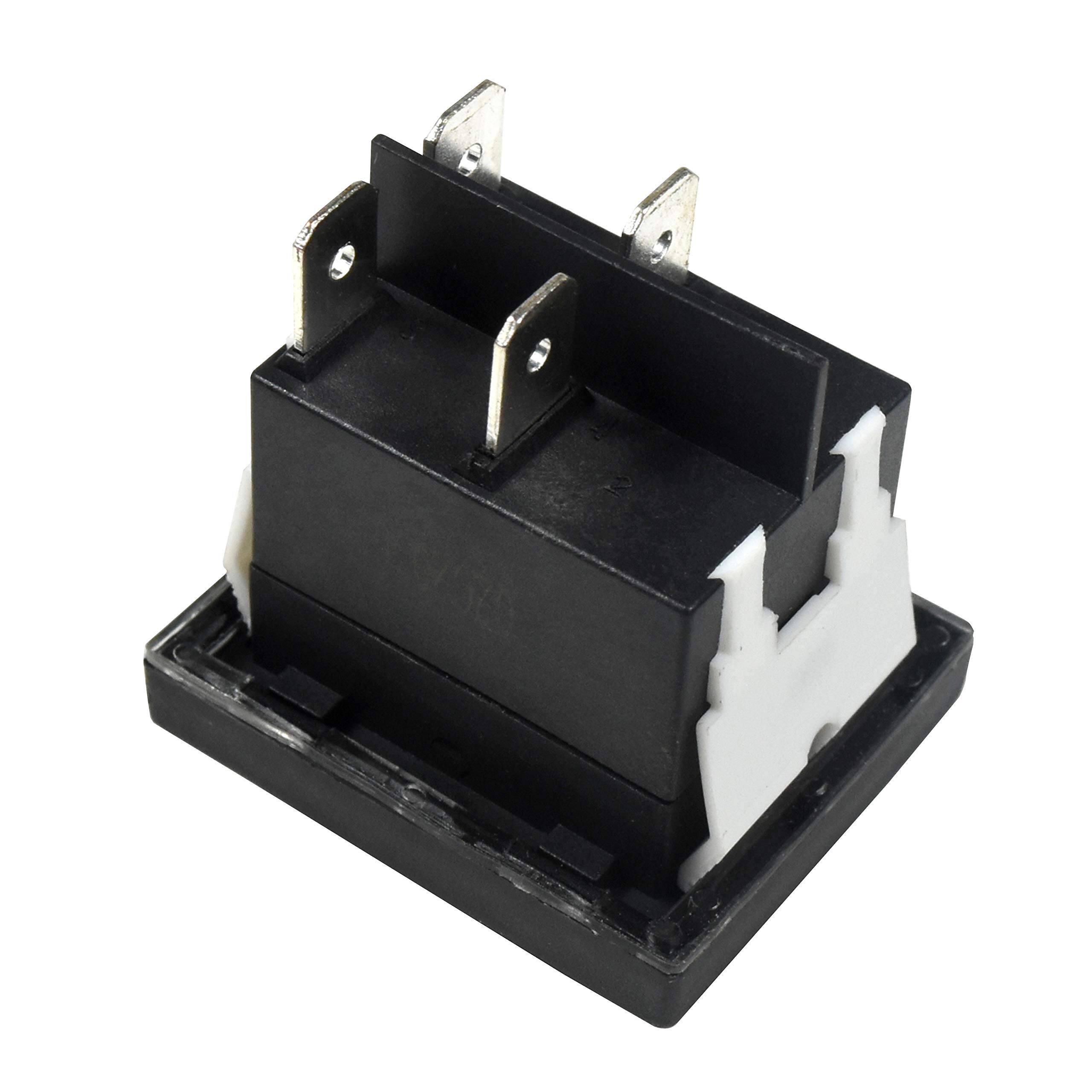 Back. HQRP - On-Off 4-Pin Push Button Power Switch with Waterproof Cover, UL Listed, for KEDU HY12-9-7 HY12-9-4 Saba CB-52 - black.