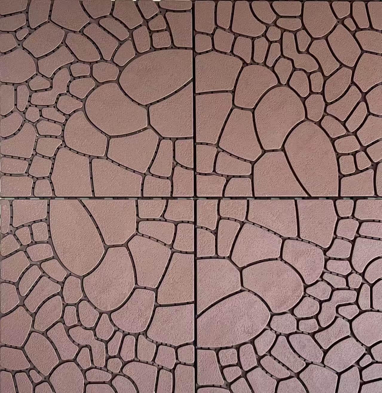 APRILSOUL - 44pcs 12in Stone Texture Interlocking Deck Tiles Indoor Outdoor - Brown