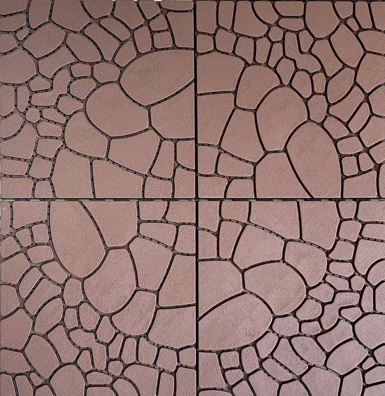 APRILSOUL - 44pcs 12in Stone Texture Interlocking Deck Tiles Indoor Outdoor - Brown