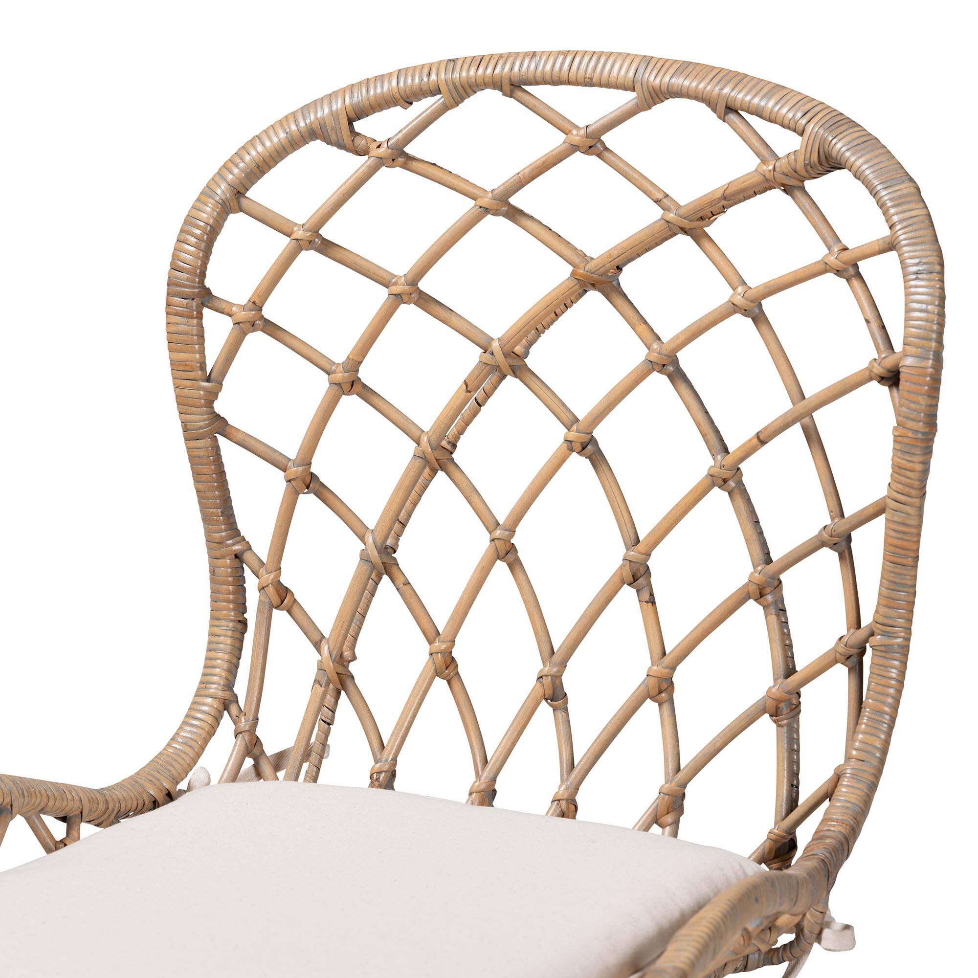 Back. bali & pari - Sabelle Modern Bohemian Finished Teak Wood and Rattan 2-Piece Dining Chair Set - Greywash/Natural Brown/White.