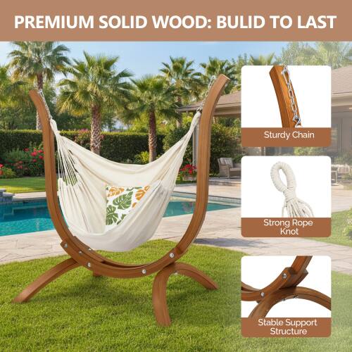 PREMIUM SOLID WOOD: BUILT TO LAST

- Sturdy Chain
- Strong Rope Knot
- Stable Support Structure