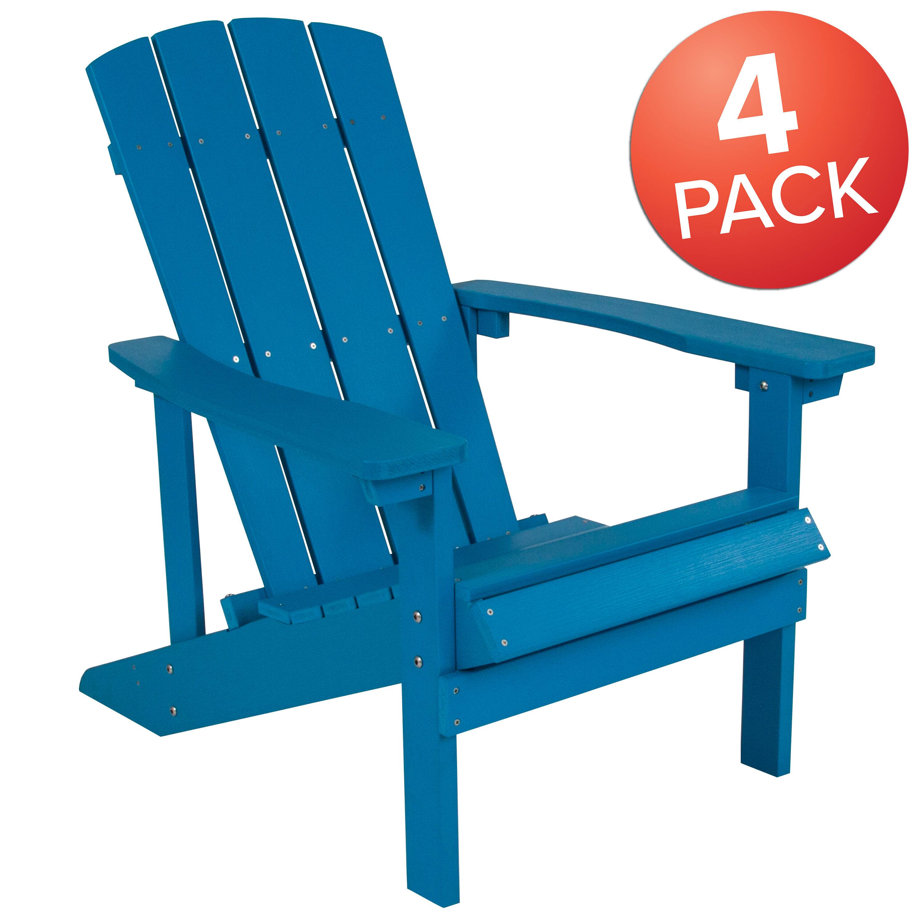 Alt View 1. Emma + Oliver - 4 Pack Outdoor All-Weather Poly Resin Wood Adirondack Chairs - Blue.