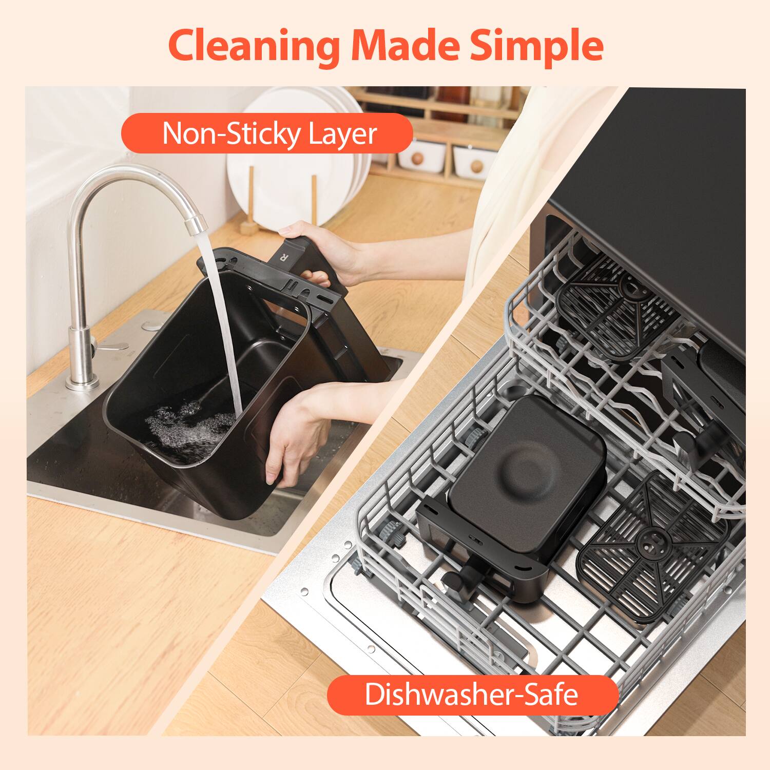 Cleaning Made Simple

Non-Sticky Layer

Dishwasher-Safe