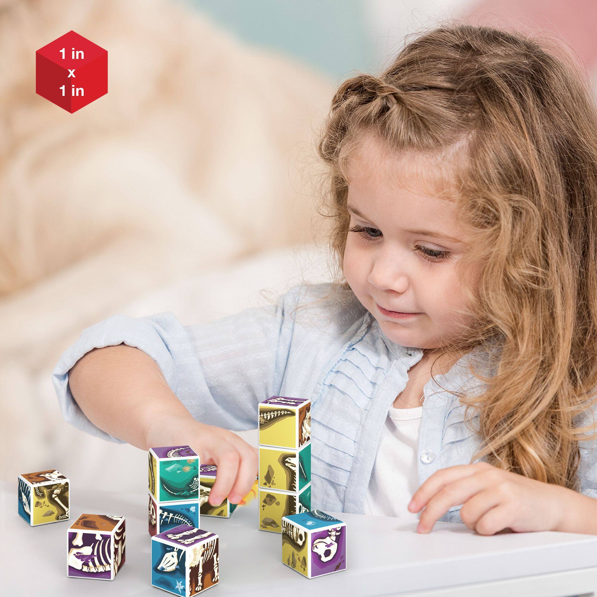 Alt View 1. PicassoTiles - PICASSO-TILES 7-in-1 Dinosaur Magnetic Building Cubes Puzzle Set, 9PCS Mix & Match Pattern, Brain Teaser Toy for Kids.