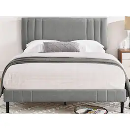 Decoro - Chicago Modern Tufted Upholstered Platform Full Size Bed Frame, Full,Grey - Gray