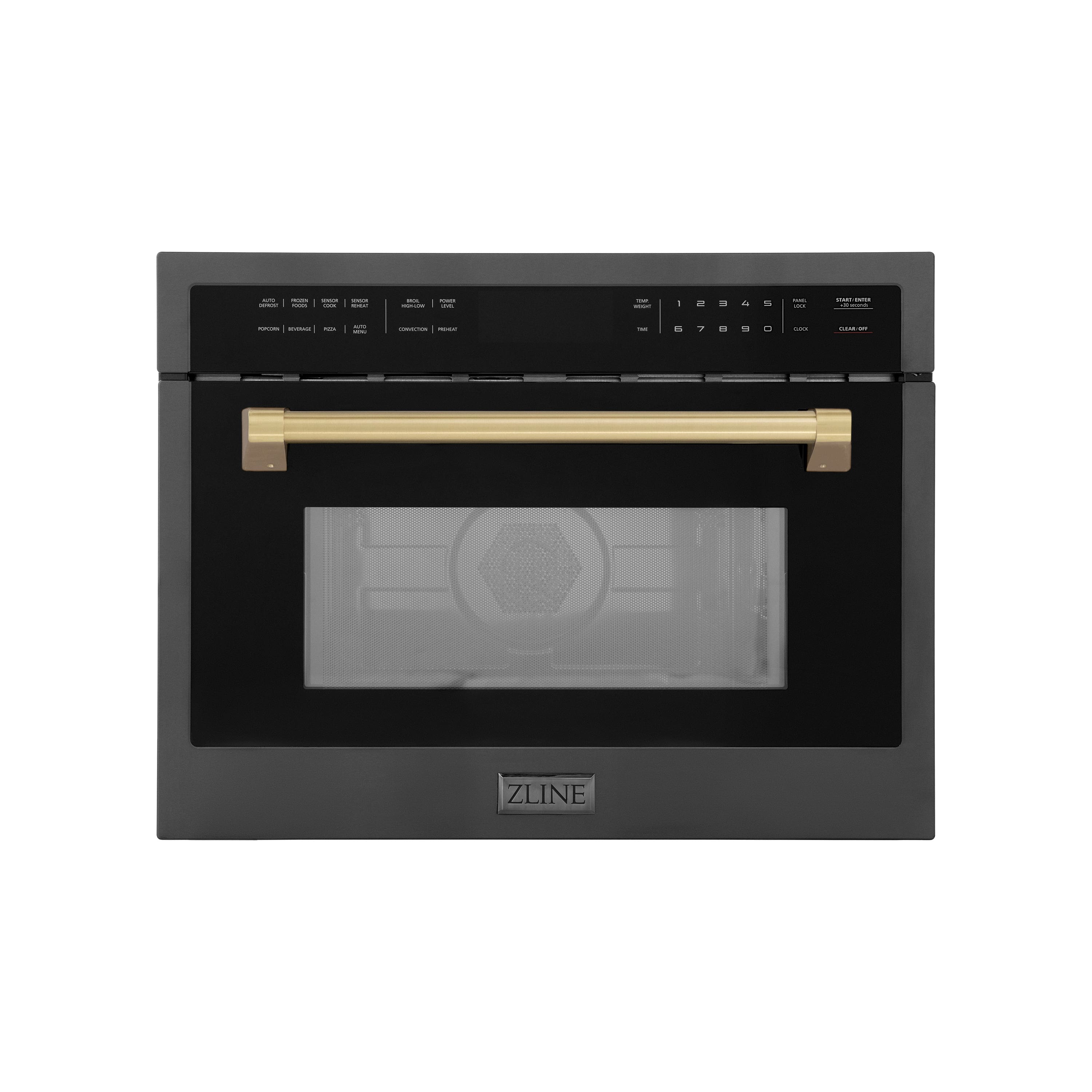 ZLINE - Autograph 24" 1.6 cu ft. Built-in Convection Microwave Oven and Champagne Bronze Accents - Black Stainless Steel - Front_Zoom