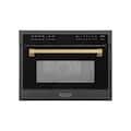 ZLINE - Autograph 24" 1.6 cu ft. Built-in Convection Microwave Oven and Champagne Bronze Accents - Black Stainless Steel