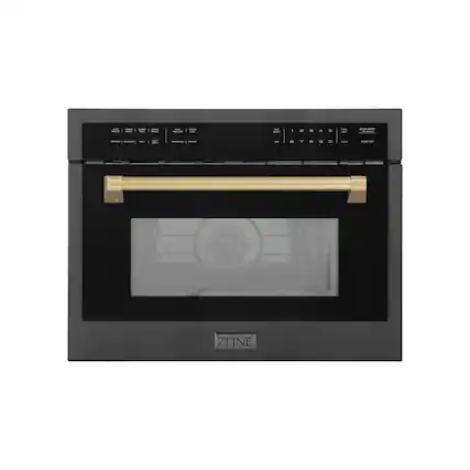 Front. ZLINE - Autograph 24" 1.6 cu ft. Built-in Convection Microwave Oven in Black Stainless Steel and Champagne Bronze Accents - Black Stainless Steel.