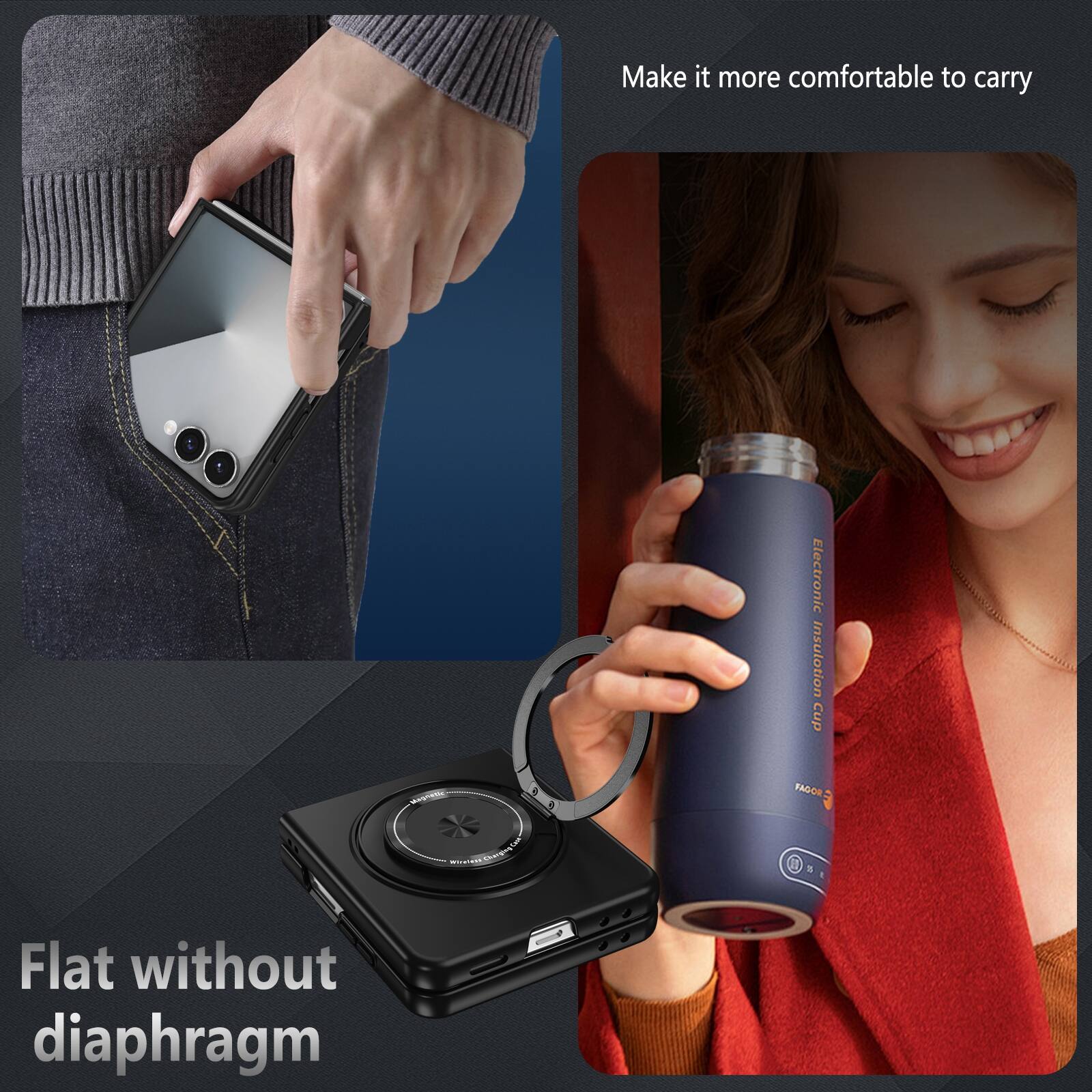 Make it more comfortable to carry  
Electronic Insulation Cup  
FAGON  
Flat without diaphragm