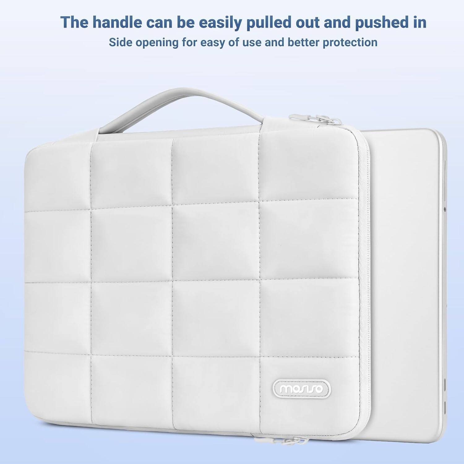 The handle can be easily pulled out and pushed in. Side opening for easy use and better protection.