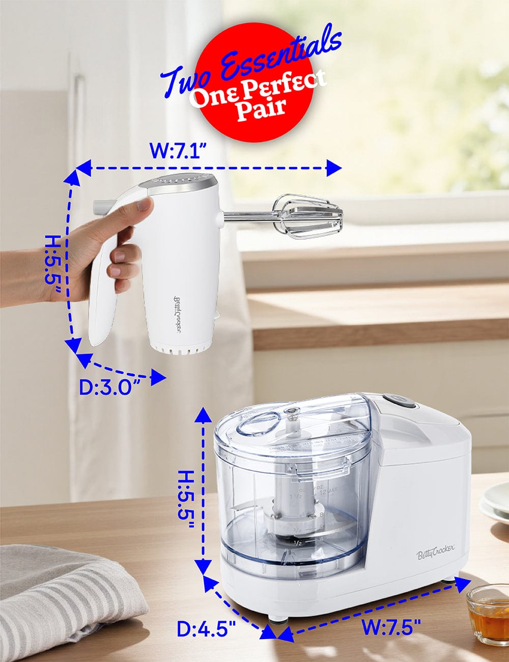 Betty Crocker 2 Piece Kitchen Combo: 5 Speed Hand Mixer with