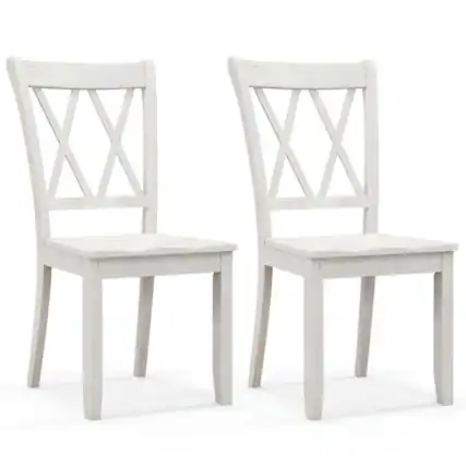 Front. Kadyn - Dining Chairs, Kitchen Chairs Trattoria Chairs,Set of 2 Wooden Dining Chairs Mid Century Farmhouse Retro Kitchen - White.