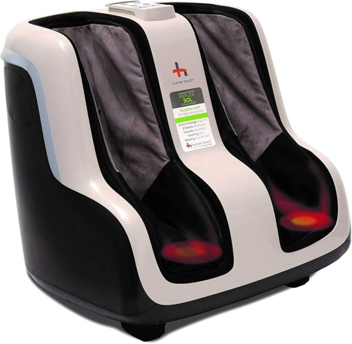 human touch  
1 REFLEX SOL  
meleflex  
Targeted relief for feet and calves  
3 massage programs  
2 heat settings  
Soothing human touch