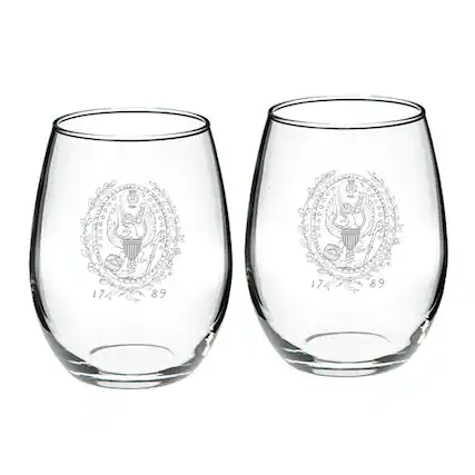 Front. Jardine - Georgetown Hoyas 2-Piece 21oz. Stemless Wine Glass Set - Multicolor.