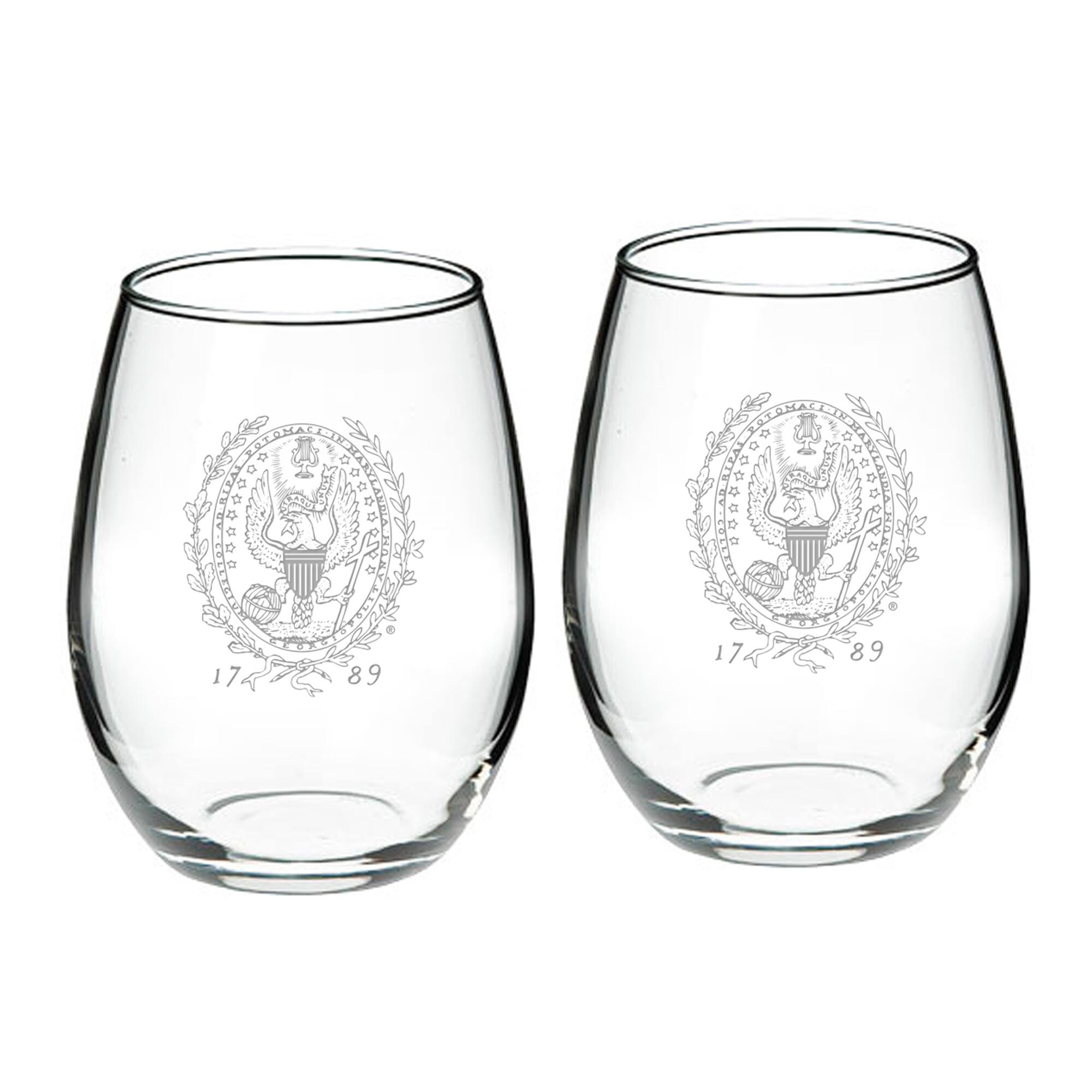 Front. Jardine - Georgetown Hoyas 2-Piece 21oz. Stemless Wine Glass Set - Multicolor.
