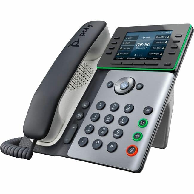 HP - Poly Edge E350 IP Phone - Corded - Corded/Cordless - Wi-Fi, Bluetooth - Desktop, Wall Mountable - VoIP - IEEE - Black